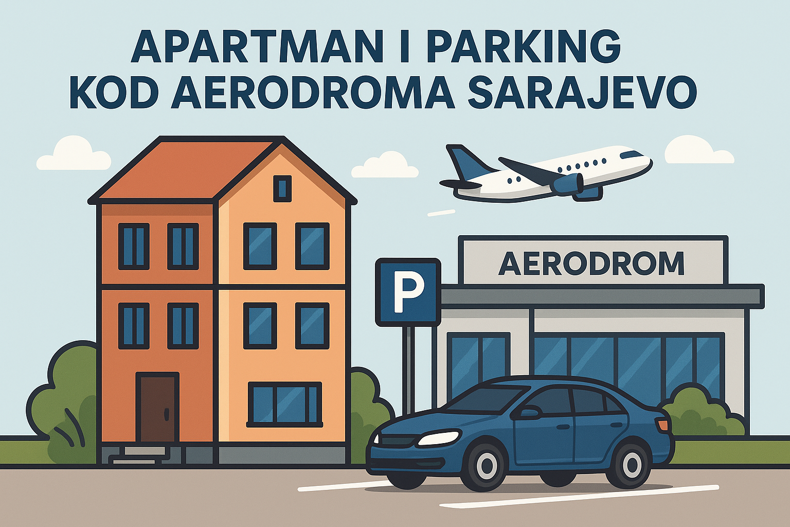 Privatni parking ASP kod aerodroma Sarajevo sa oznakom Najbliži parking